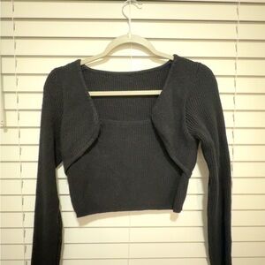 Women's Black Ribbed Knit Top